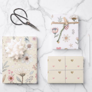 Feuille De Papier Cadeau Aquarelle jaune Floral