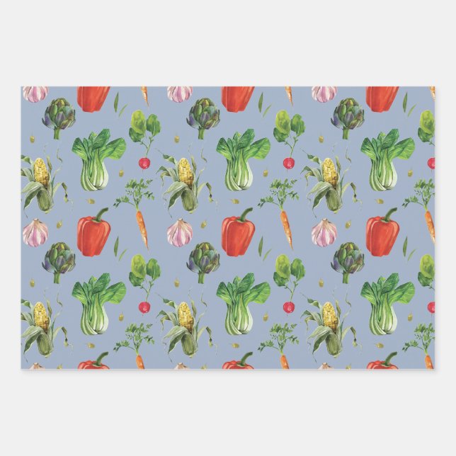Feuille De Papier Cadeau Aquarelle Légumes organiques (Devant)