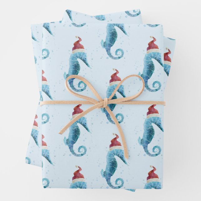 Feuille De Papier Cadeau Aquarelle marin nautique (En situation)
