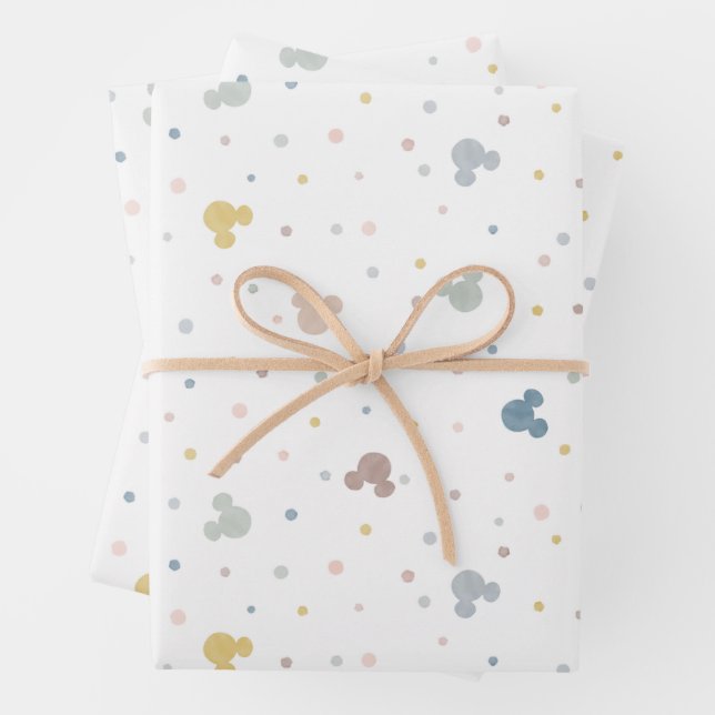 Feuille De Papier Cadeau Aquarelle Mickey Mouse Anniversaire (En situation)