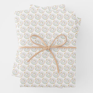 Feuille De Papier Cadeau Aquarelle mignonne blanc arroser Motif de beignets