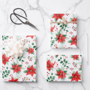 Feuille De Papier Cadeau Aquarelle minimaliste Poinsététie botanique
