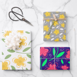 Feuille De Papier Cadeau Aquarelle moderne Florale Fleurs botaniques