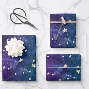 Feuille De Papier Cadeau Aquarelle moderne lune céleste