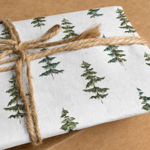 Feuille De Papier Cadeau Aquarelle moderne Noël Pin vert Wrappi