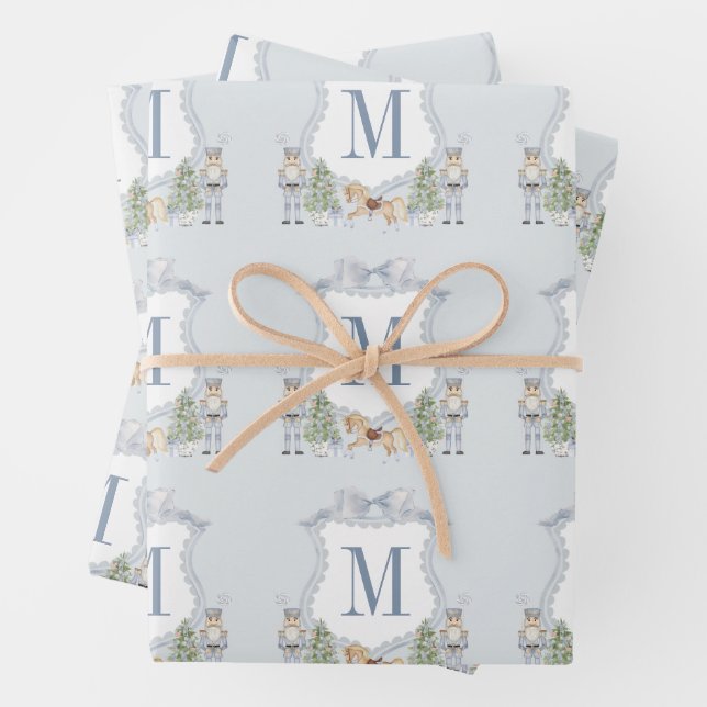 Feuille De Papier Cadeau Aquarelle Monogramme Cimier initial Cadeau Cimier (En situation)