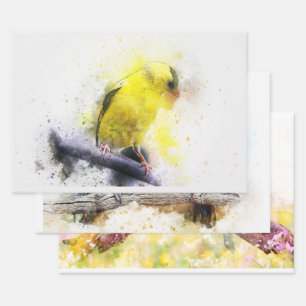 Feuille De Papier Cadeau Aquarelle Oiseau 5 Découpage de mur 