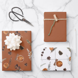 Feuille De Papier Cadeau Aquarelle orange sèche Boho moderne