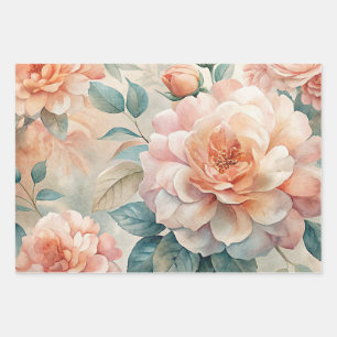 Feuille De Papier Cadeau Aquarelle Pastel Vintage florale délicate