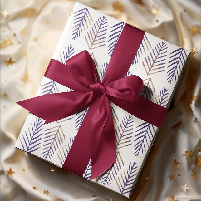 Feuille De Papier Cadeau Aquarelle Pins - pourpre (Créateur téléchargé)