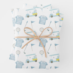 Feuille De Papier Cadeau Aquarelle Preppy bleu Golf Polo Chemise