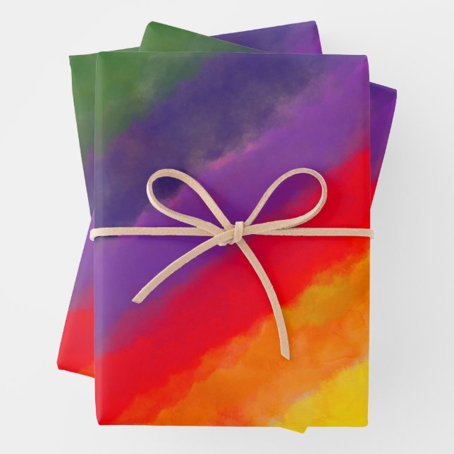 Feuille De Papier Cadeau Aquarelle Rainbow personnalisée (En situation)