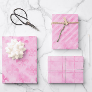 Feuille De Papier Cadeau Aquarelle rose Pastel Mariage géométrique Annivers