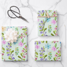 Aquarelle rose, violet, Bleu Petites Fleurs