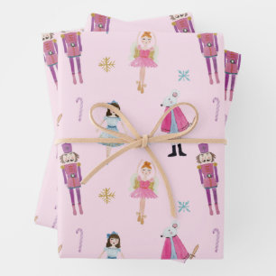 Feuille De Papier Cadeau Aquarelle rose Whimsical Ballet Casse-Noisettes