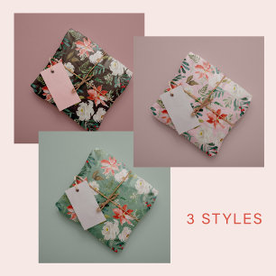 Feuille De Papier Cadeau Aquarelle saisonnière florale Noël élégant