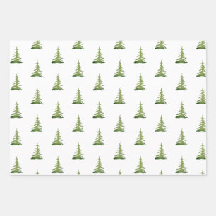 Feuille De Papier Cadeau Aquarelle Thématique Arbre de Noël Motif arbre cad