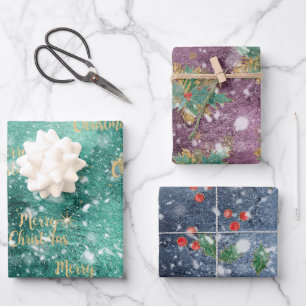 Feuille De Papier Cadeau Aquarelle thème de Noël