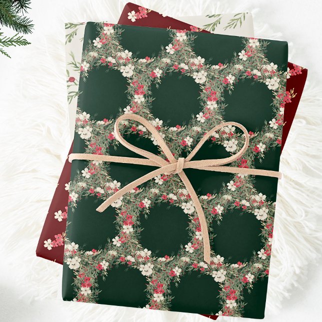 Feuille De Papier Cadeau aquarelle traditionnelle fêtesse florale (Créateur téléchargé)