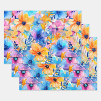 Feuille De Papier Cadeau Aquarelle tropicale Florale