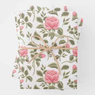 Feuille De Papier Cadeau Aquarelle vintage Pastel Rose Roses