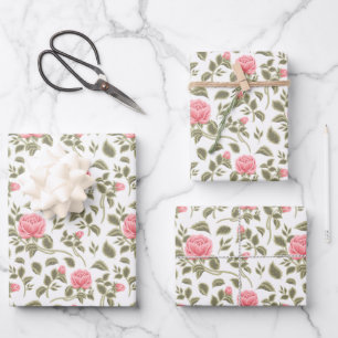 Feuille De Papier Cadeau Aquarelle vintage Roses roses roses