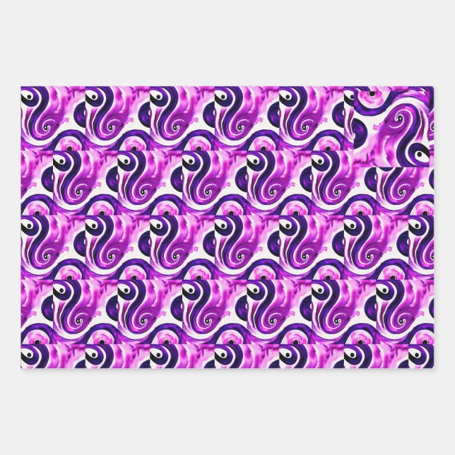 Feuille De Papier Cadeau Aquarelle violette (Devant 3)
