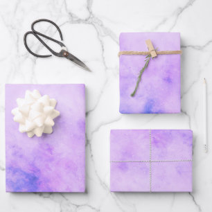 Feuille De Papier Cadeau Aquarelle violette et bleu Galaxie