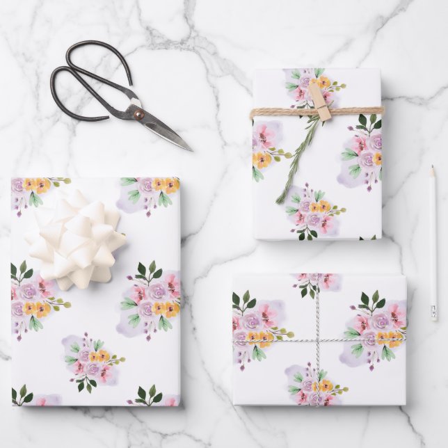 Feuille De Papier Cadeau Aquarelles été (Recto)