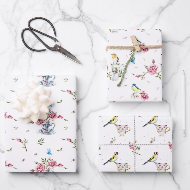 Feuille De Papier Cadeau Aquarelles pour la fête du thé de mariage (Recto)