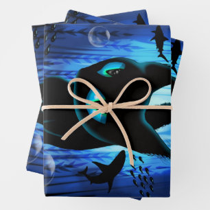 Feuille De Papier Cadeau Aquaticat - Chat surréaliste en Imaginaire profond