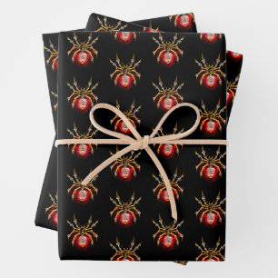 Feuille De Papier Cadeau Araignée en vapeur noire