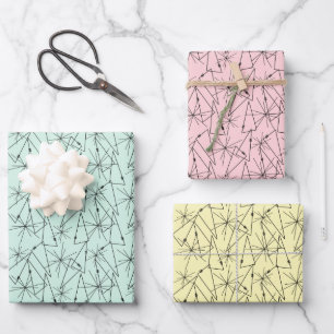 Feuille De Papier Cadeau Arbre à fil Abstrait Art du milieu du siècle Toute