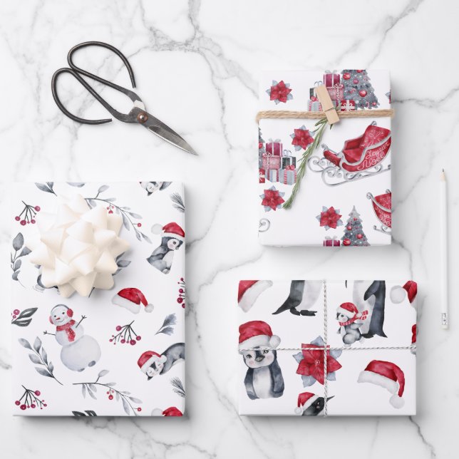 Feuille De Papier Cadeau Arbre à mâchoires de Noël (Recto)