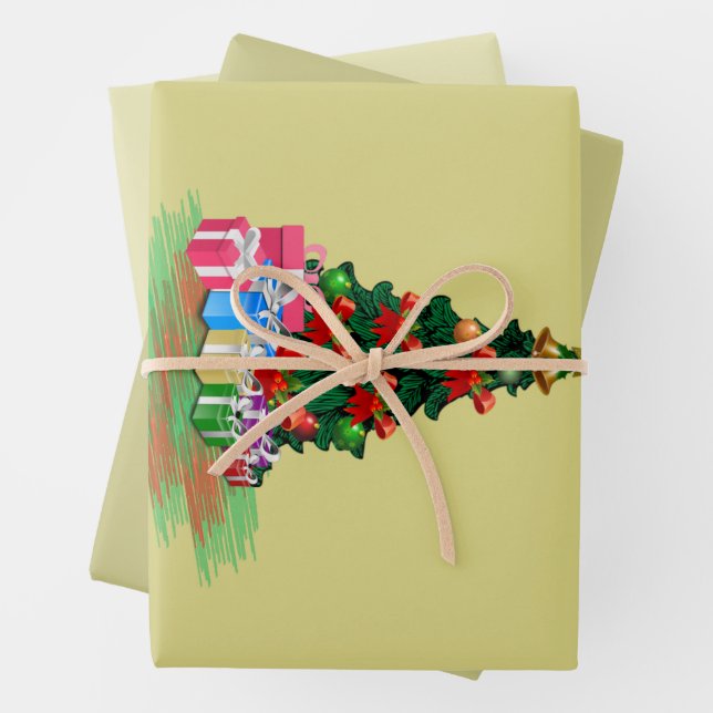 Feuille De Papier Cadeau Arbre de Noël (En situation)