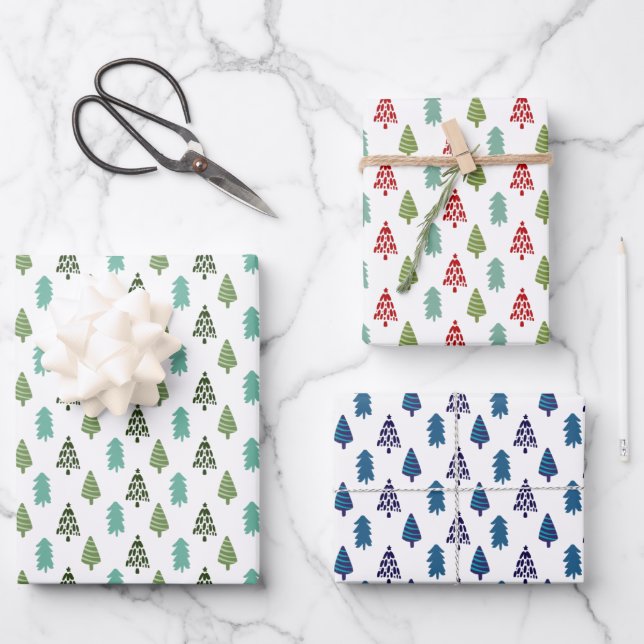 Feuille De Papier Cadeau Arbre de Noël Chic Moderne (Recto)