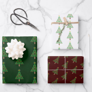 Feuille De Papier Cadeau Arbre de Noël de la pièce d'échecs