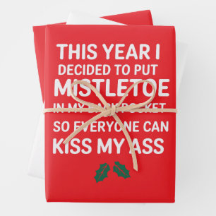Feuille De Papier Cadeau Arbre de Noël drôle Noël hilarant Noël grossier