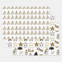 Arbre De Noël Et Étoiles Minimalistes Noir Et Or