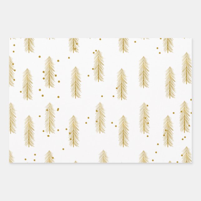 Feuille De Papier Cadeau Arbre de Noël Gold (Devant)