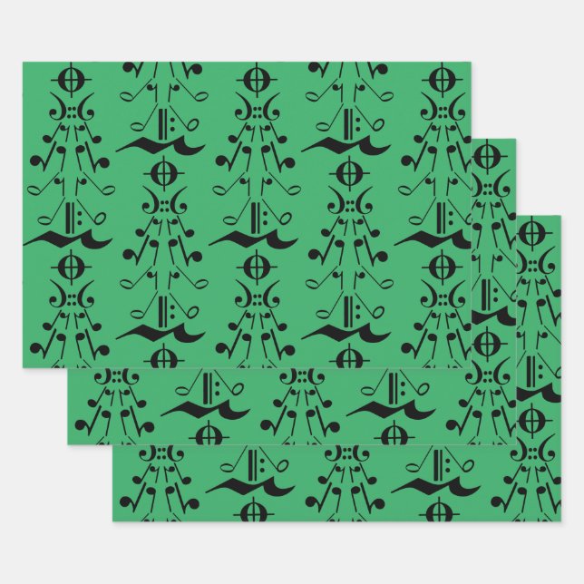 Feuille De Papier Cadeau Arbre de Noël - Notes musicales et symboles (Lot)