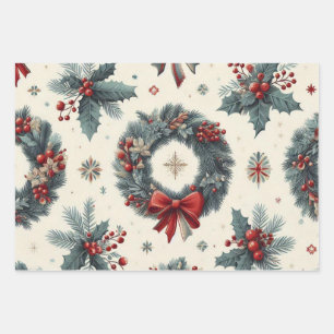 Feuille De Papier Cadeau Arbre de Noël ornements de couronne design begie b