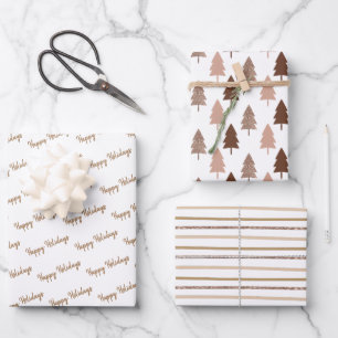 Feuille De Papier Cadeau Arbre de Noël Parties scintillant Gold Stripes