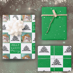 Feuille De Papier Cadeau Arbre de Noël pour photo de compagnie festif vert