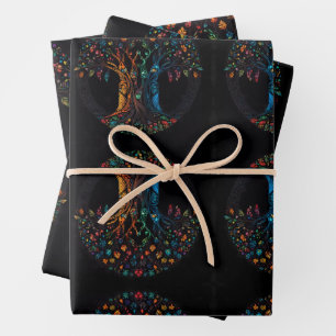 Feuille De Papier Cadeau Arbre de vie en verre tendu couleur mosaïque