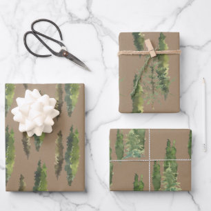 Feuille De Papier Cadeau Arbres À feuillage persistant rustiques de la forê