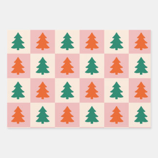 Feuille De Papier Cadeau Arbres de Noël