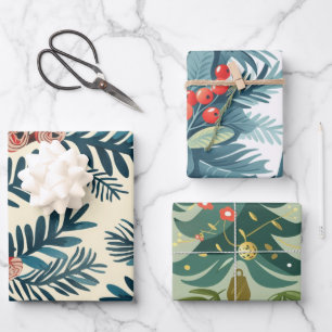 Feuille De Papier Cadeau Arbres de Noël motif
