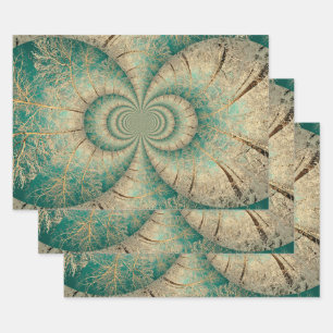 Feuille De Papier Cadeau Arbres forestiers Vert hiver Brown Bois