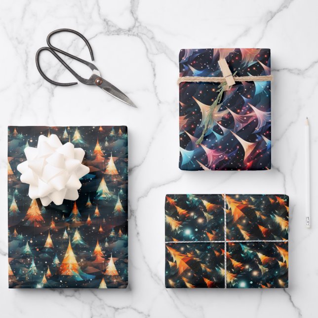 Feuille De Papier Cadeau Arbres modernes Abstraits : Conception audacieuse  (Recto)